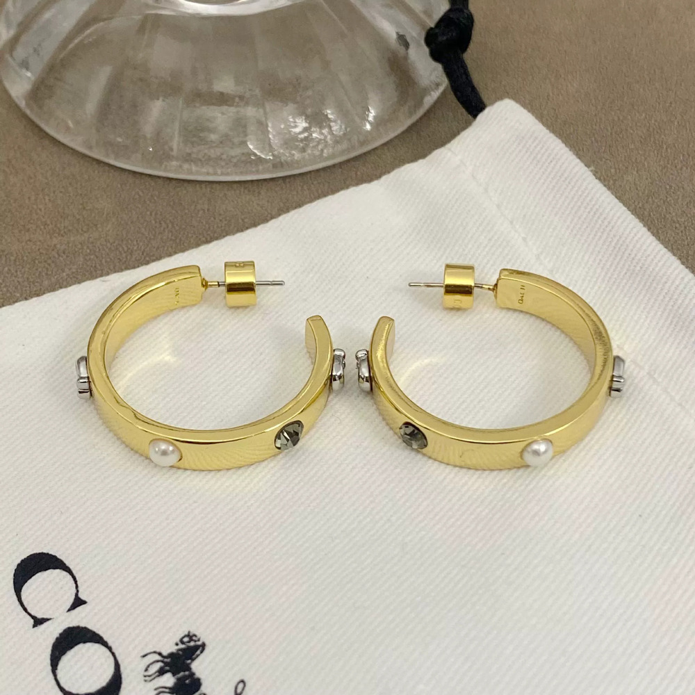 Coach Rhinestone Letter Metal Earrings